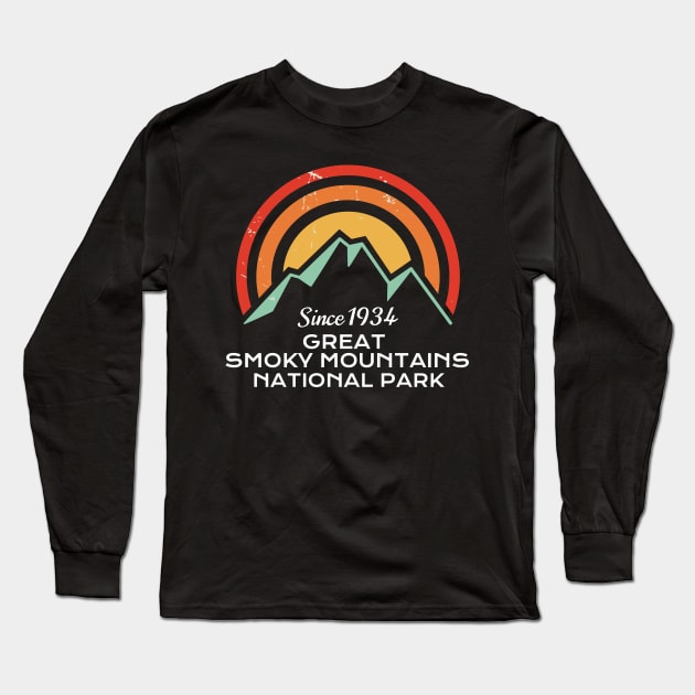 Great Smoky Mountains National Park Retro Long Sleeve T-Shirt by roamfree